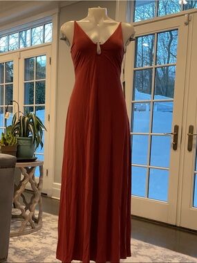 White House Black Market Rust Red Slip Maxi Dress